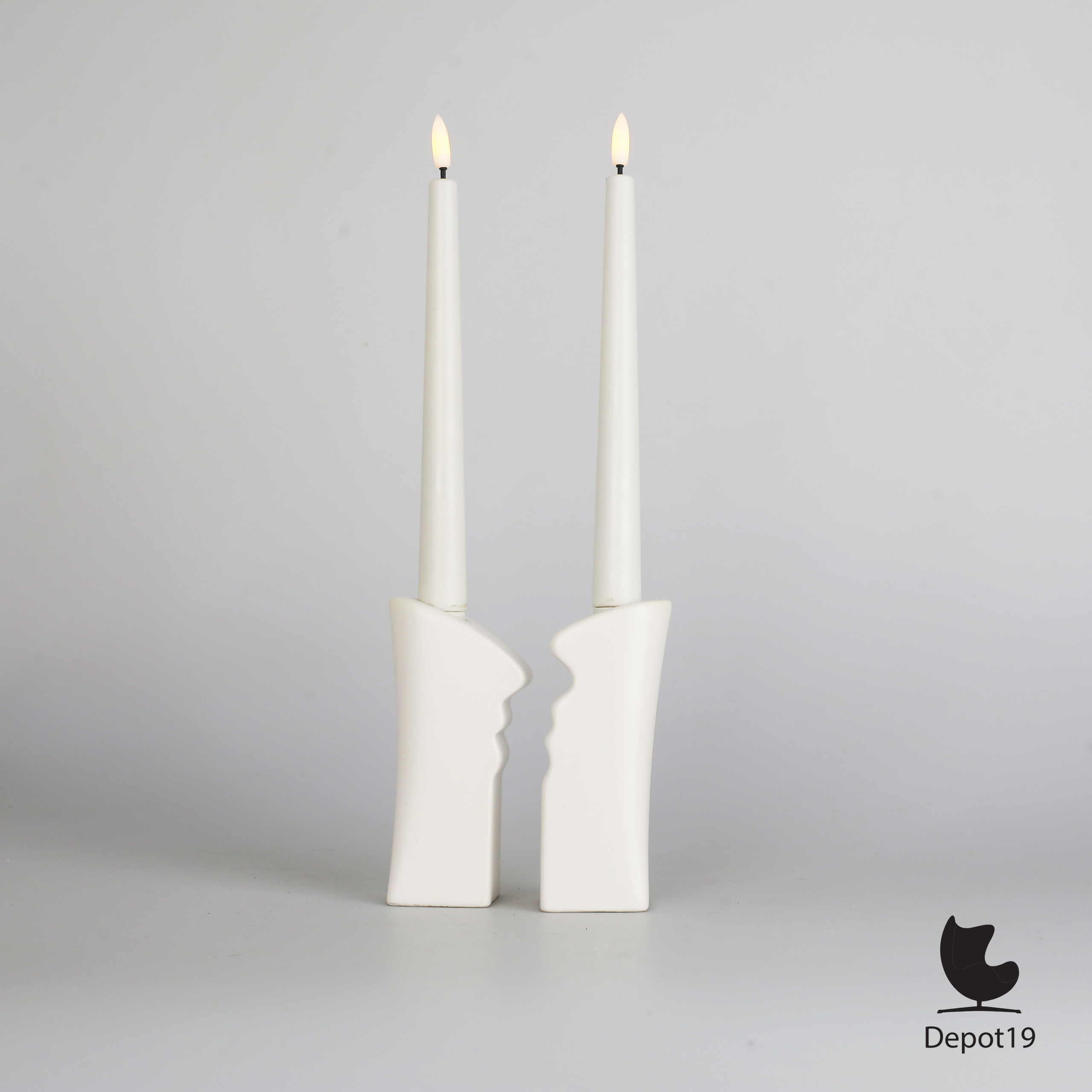 ASA Selection Kissing Candles Set Postmoderne kandelaars 1980s Wit 2