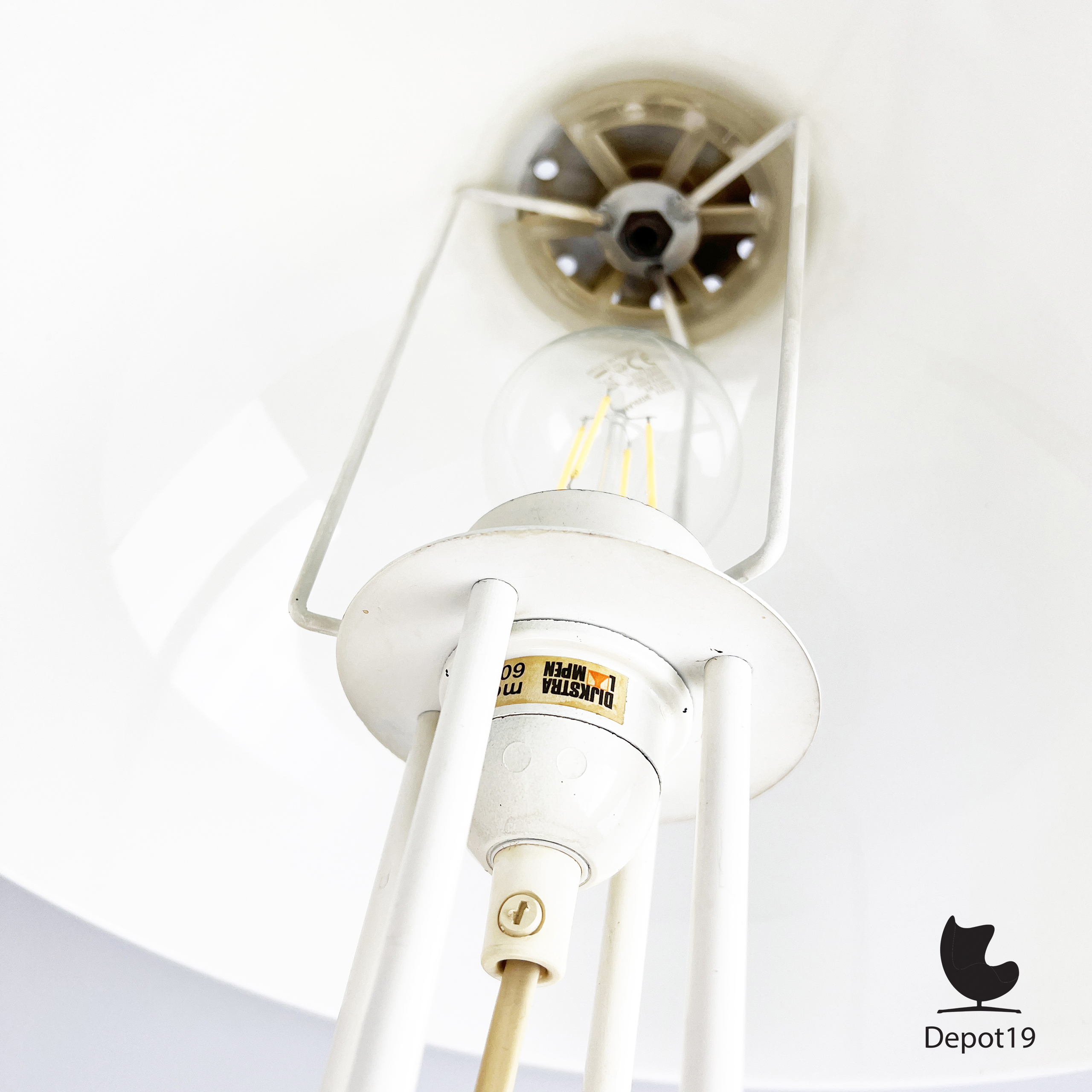 Dijkstra tafellamp jaren 70 wit metaal Nederlands design 7