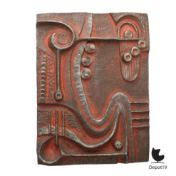 Groot Brutalistisch giethars wandreliëf handgemaakt atelierwerk 1970s 1