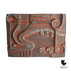 Groot Brutalistisch giethars wandreliëf handgemaakt atelierwerk 1970s 2