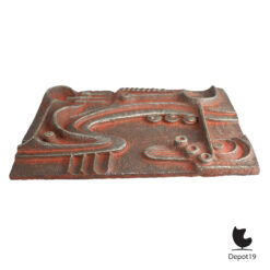 Groot Brutalistisch giethars wandreliëf handgemaakt atelierwerk 1970s 5