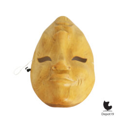 Houten huil lach masker handgesneden expressief kunstobject 4