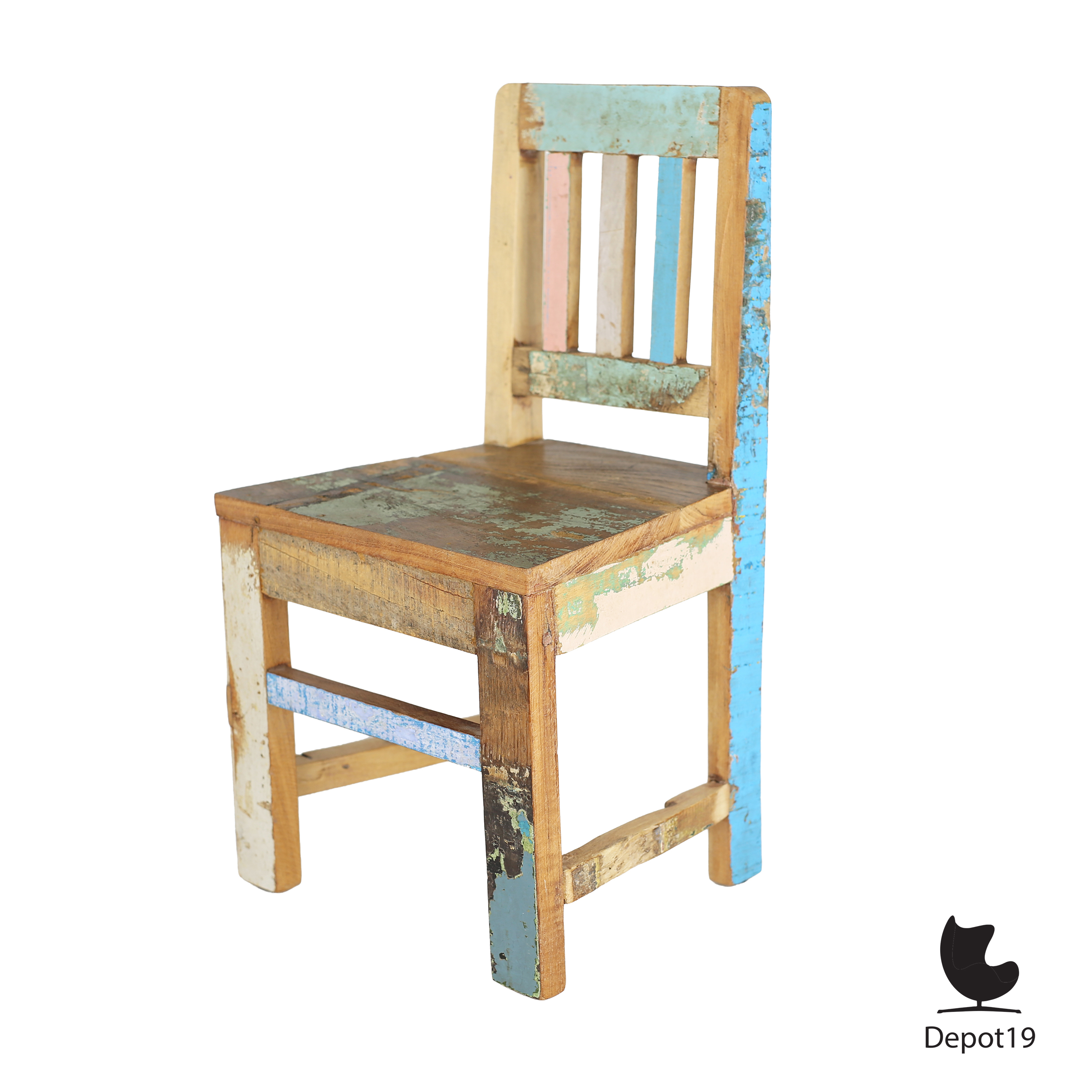 Otentic kinderstoel van sloophout uniek design Piet Hein Eek stijl 1