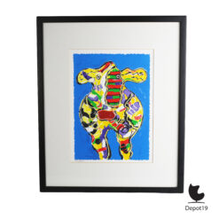 Peter Diem zeefdruk Bonte koe expressionistische grafiek 1