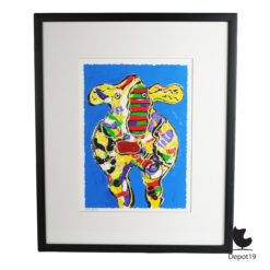 Peter Diem zeefdruk Bonte koe expressionistische grafiek 2