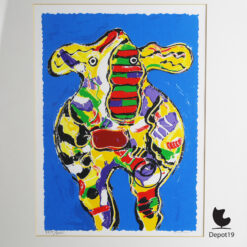 Peter Diem zeefdruk Bonte koe expressionistische grafiek 3