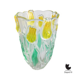 Walther Glas Nadine vaas Aurora groen amber 1970s 3