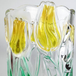 Walther Glas Nadine vaas Aurora groen amber 1970s detail