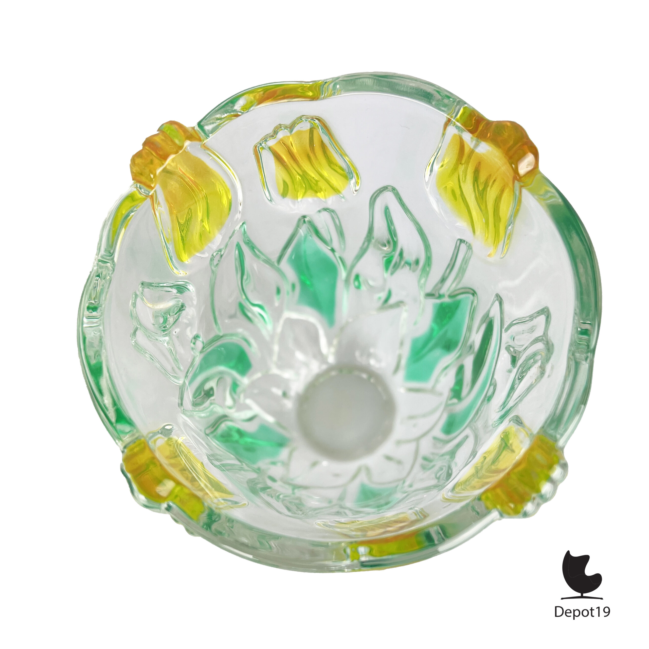 Walther Glas Nadine vaas Aurora groen amber 1970s top