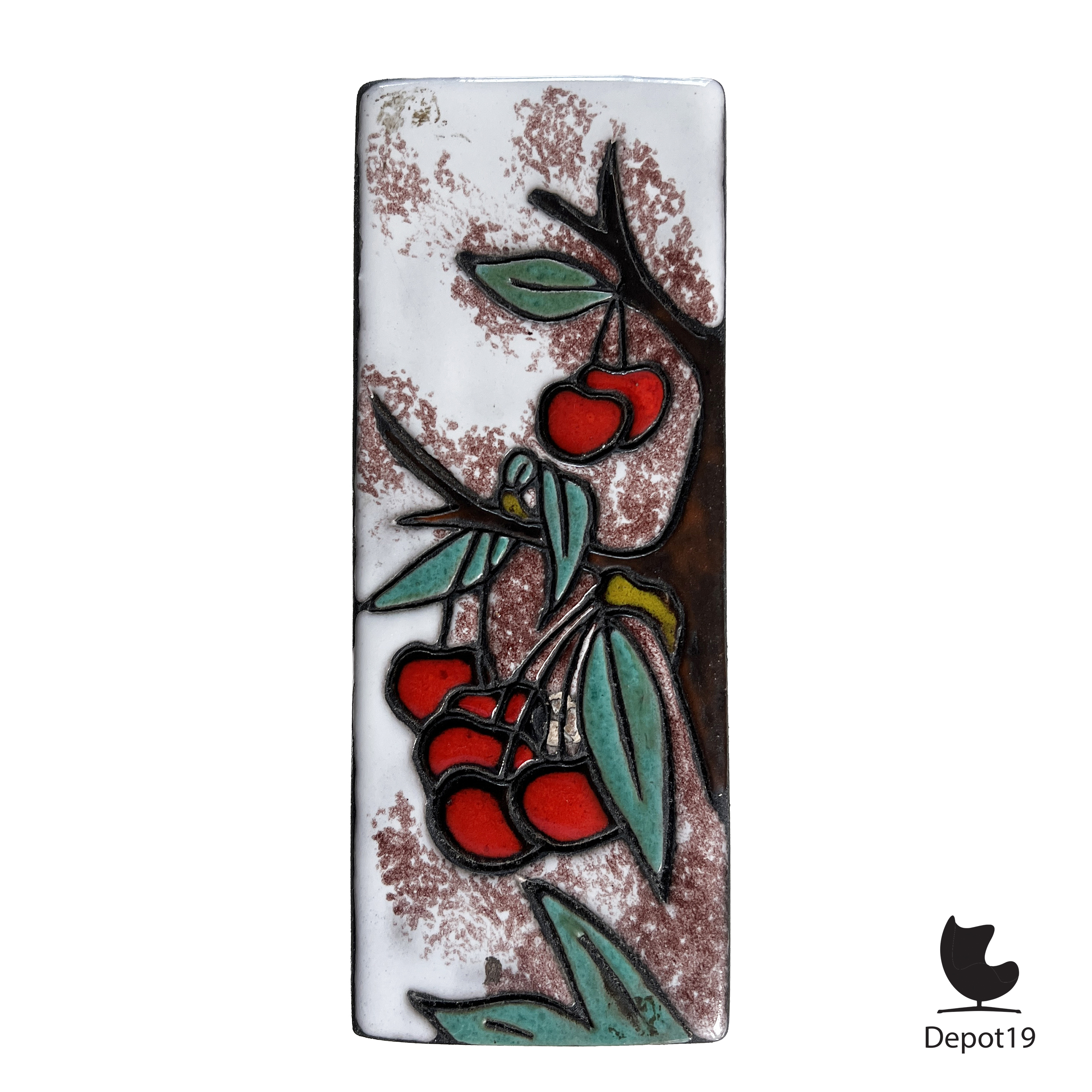 Ruscha Keramik wandplaquette kersenmotief West Germany keramiek 60s