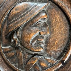 Gothic Revival eiken paneel handgesneden portret ca 1890 2