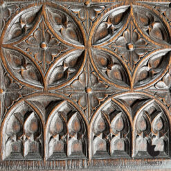Gothic Revival eiken tracering handgesneden ca 1870 3