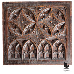 Gothic Revival eiken tracering handgesneden ca 1870 7
