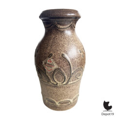 Scheurich 523-18 vaas West Germany keramiek bruin gespikkeld geglazuurd 1960s 1