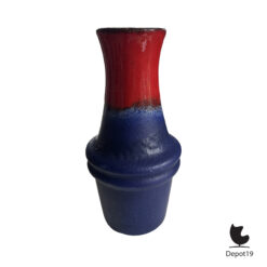 Scheurich 523-18 vaas West Germany keramiek Fat Lava rood blauw 1960s 2