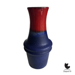 Scheurich 523-18 vaas West Germany keramiek Fat Lava rood blauw 1960s 3