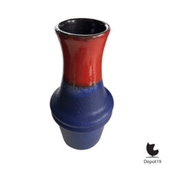Scheurich 523-18 vaas West Germany keramiek Fat Lava rood blauw 1960s 4