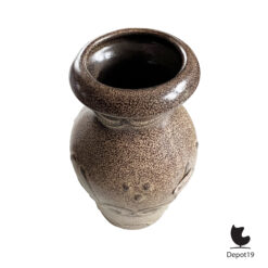 Scheurich 523-18 vaas West Germany keramiek bruin gespikkeld geglazuurd 1960s 5