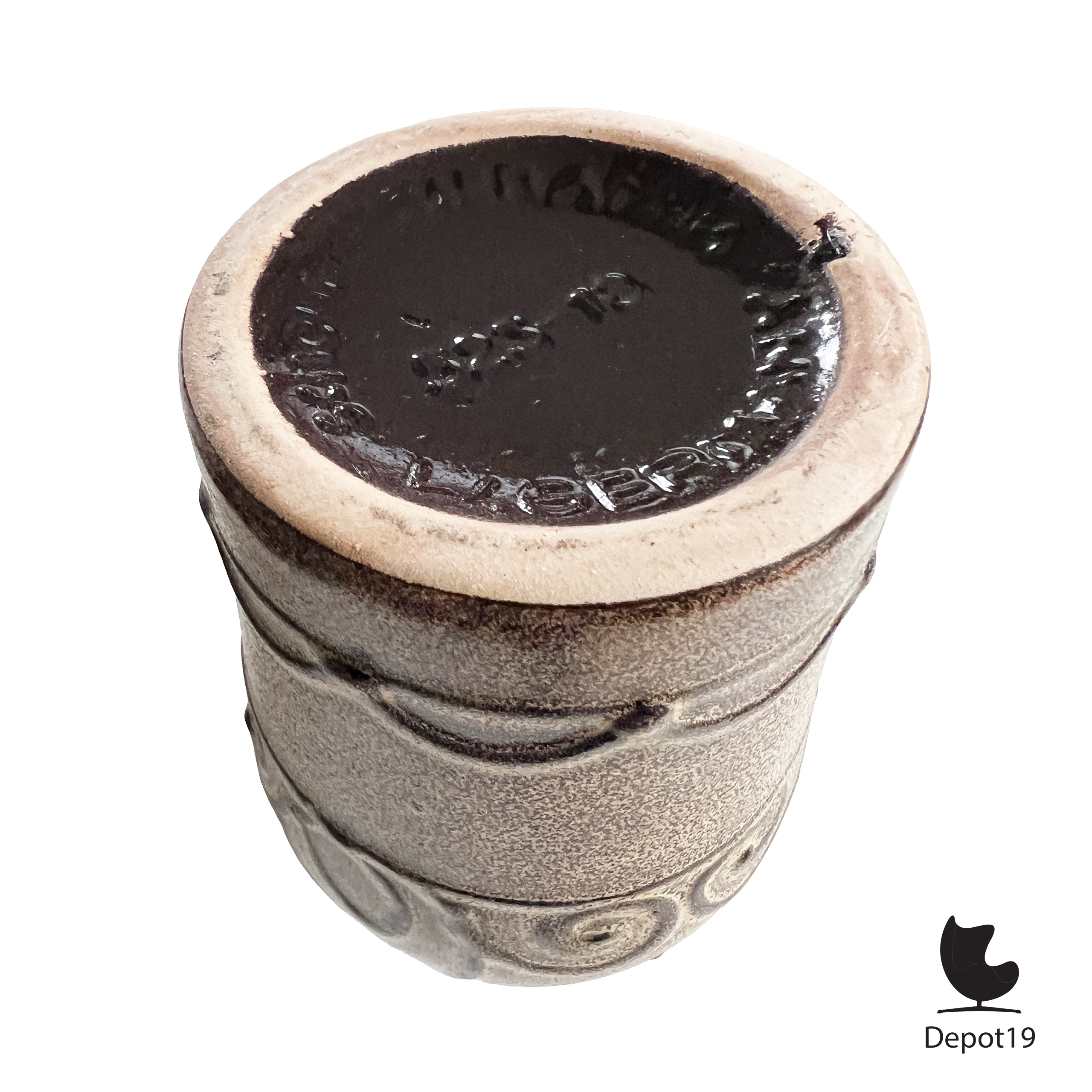 Scheurich 523-18 vaas West Germany keramiek bruin gespikkeld geglazuurd 1960s 7